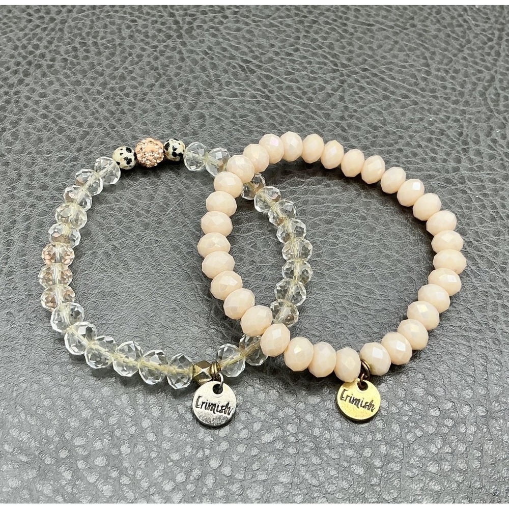 Erimish Bracelet Set Crystal Beaded Stretch Stackable Womens Boho 6.5 Inch